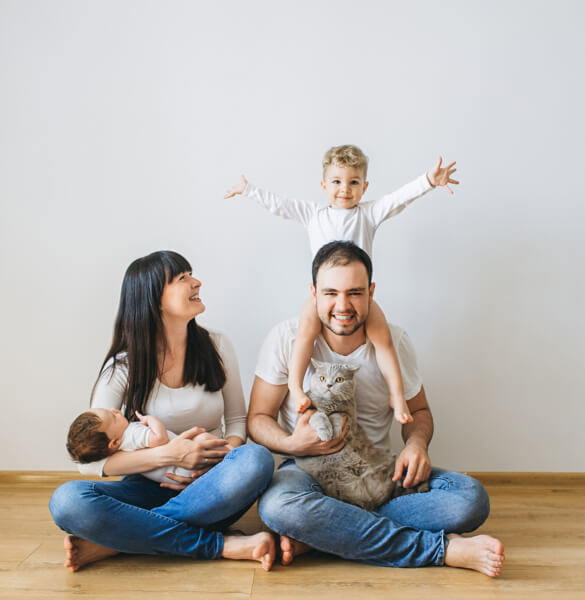 Family on Hardwood floor | Georgia Flooring